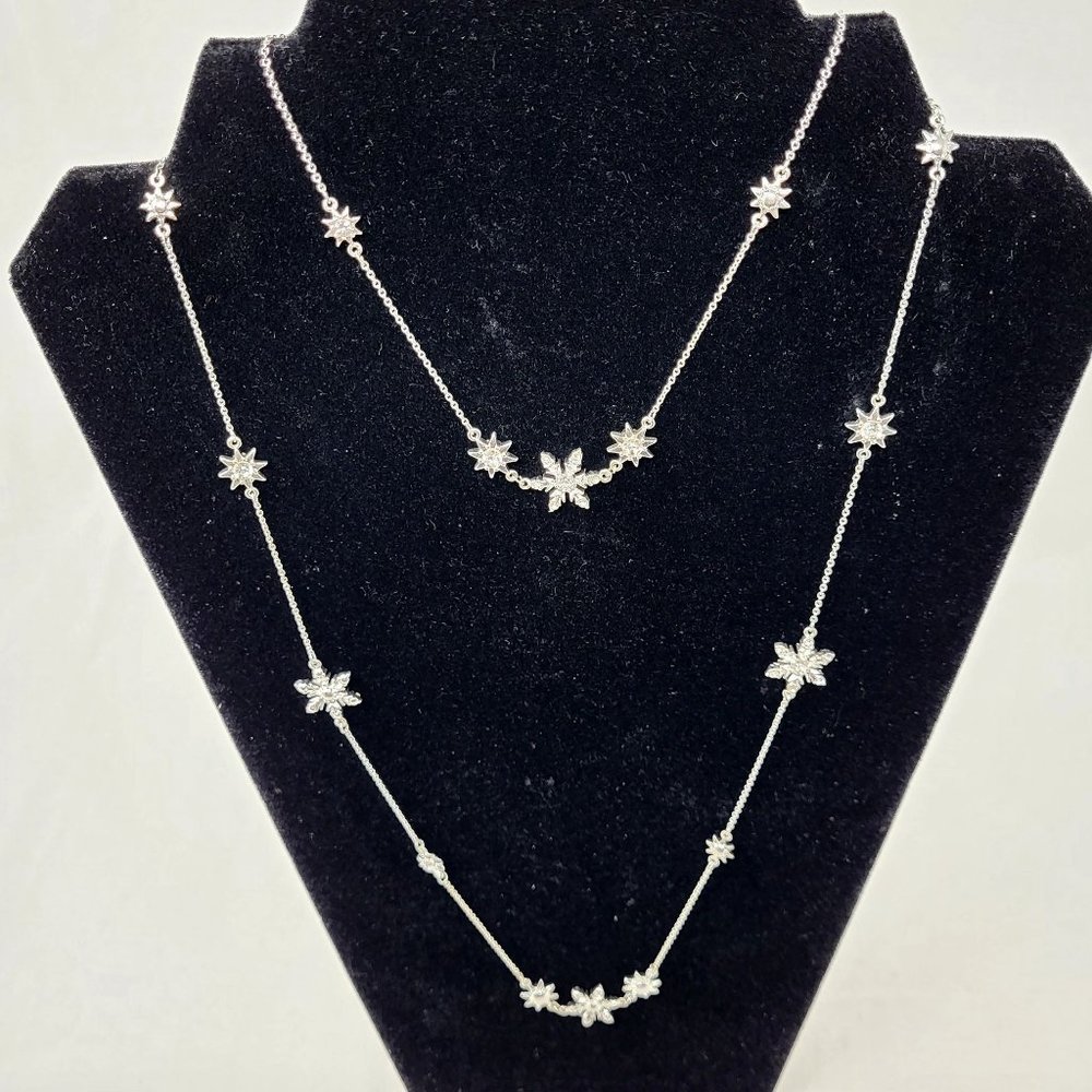 NOS Napier Silver 40" Necklace Christmas Holiday SNOWFLAKE Charms BLING 6370